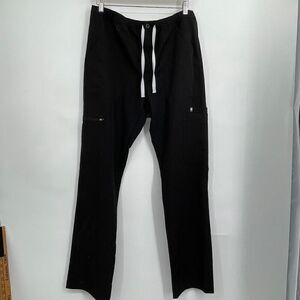 Figs Black Technical Collection Slim Cairo Cargo Scrub Pants Size Large